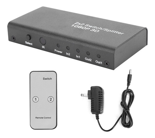 Switcher Splitter 2 Entradas 2 Salidas Negro 1080p 3d Video