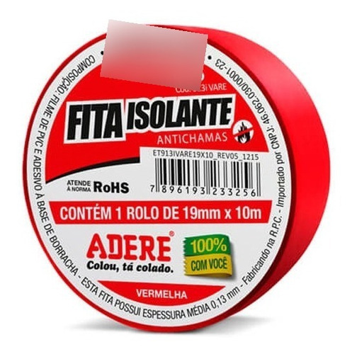 Tape Adere Rojo 3/4  X 10 Mts Cinta Aislante