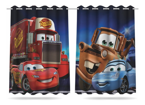 Imagem 1 de 6 de Cortina Carros Infantil 2,60x1,50 - Tecido Premium