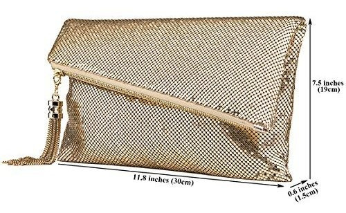 Cartera De Mano De Malla Metalica Dorada Por Rovoyce