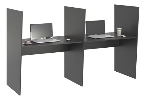 Mesa Atend Escritório Call Center 2 Lugares 205cm Cor Preto Onix 276