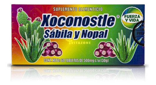 Xoconostle Sábila Y Nopal 60 Tabletas 500 Mg Fuerza Y Vida