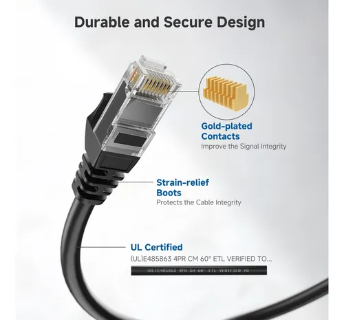 Cable Ethernet Matters Cat 6, 10 Gbps, 25 Pies, Negro