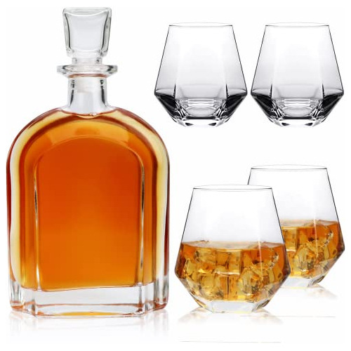 Set Decantador 24oz Con Copas - Para Whisky, Tequila, Brandy