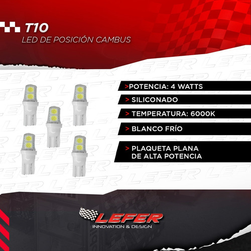 Imagen 2 de 8 de Led Posición T10 4w Siliconado Blanco Frío X 5 Unidades