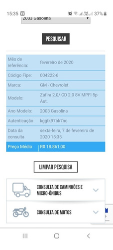 Chevrolet Zafira 2003 2.0 8v 5p
