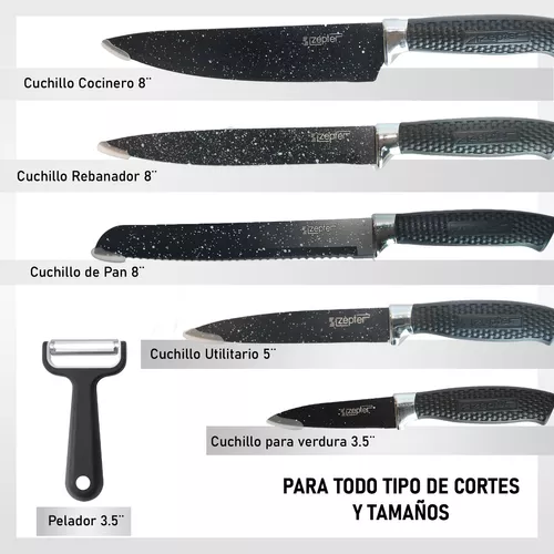 Idotry - Cuchillos para carne de acero inoxidable (6 unidades)