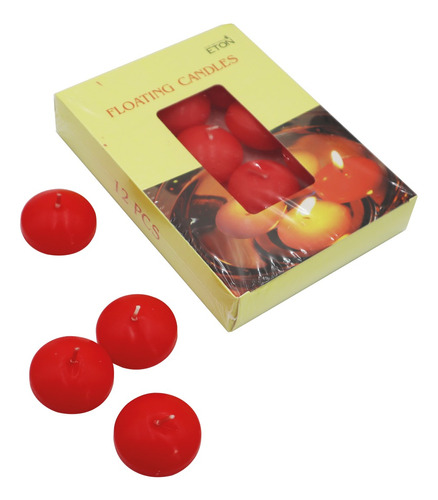 Caja De 12 Velas Flotantes Rojas