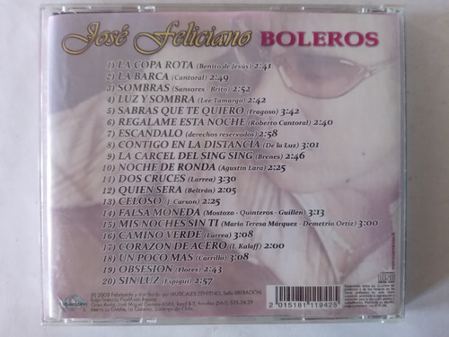 Cd Jose Feliciano/ Boleros La Copa Rota (Usado)