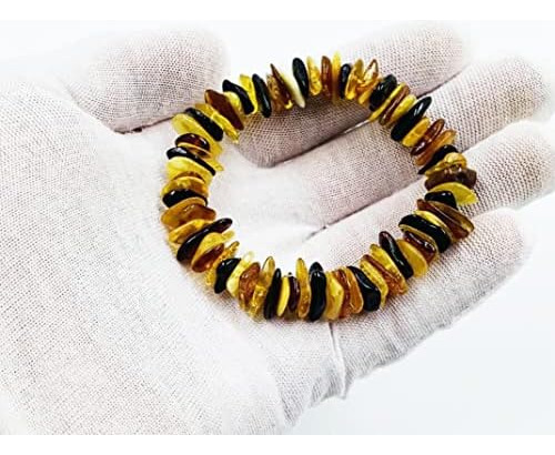 Pulsera De Ámbar Natural En Banda Elástica De 7 Pulgadas - C
