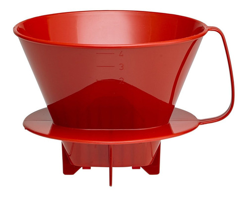 Fino Pour-over Cono De Filtro De Café, Número 4, Rojo, Prepa