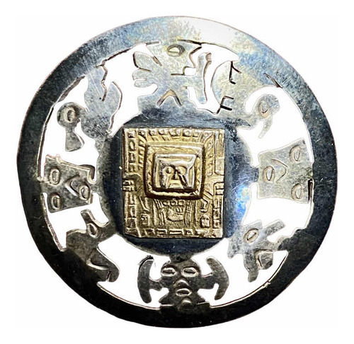 Antiguo Prendedor Plata 0.925 Y Oro 18k Peru