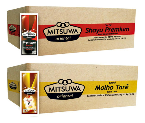 Kit Sachês Mitsuwa Molho Tarê 252un Shoyu 250un Para Sushi