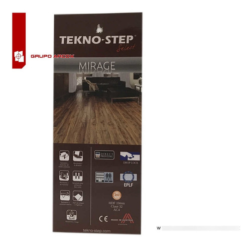 Imagen 4 de 6 de Caja Piso Laminado Teknostep Mirage Montecarlo Acacia 10mm