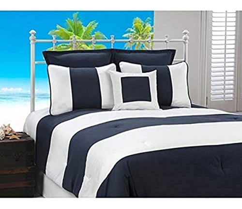 Victor Mill Cabana Stripe Navy And White Nautical Juego De E