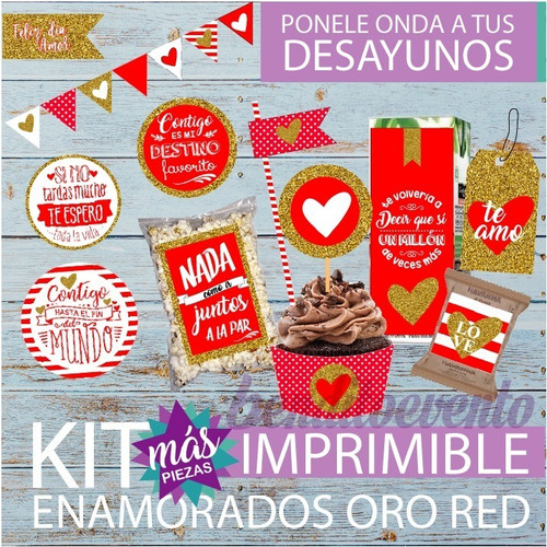 Kit Imprimible Desayuno San Valentin Enamorados Amor Love 