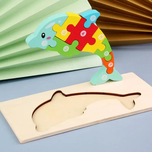 3 Pz Rompecabezas Didáctico De Madera De Animal Para Niños