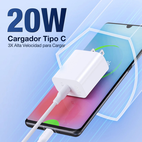 Cargador Rápido 20w Tipo C Usb C Qc 3.0 + Cable Usb C A Usbc