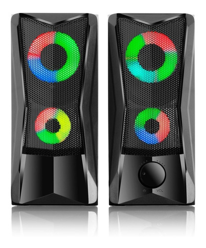 Parlante Micronics 2.0 Multiplataforma Voyager Luz Rgb Pc 