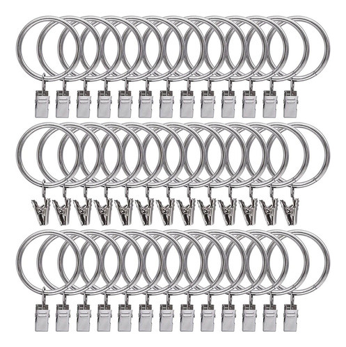 50 Pcs 38mm Metal Curtain Rings With Clips Hooks