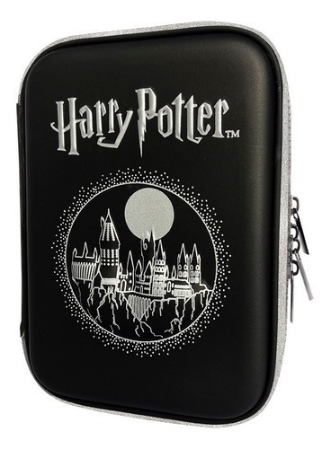 Cartuchera Harry Potter 2 Pisos Con Relieve Mooving Legitima Color Negro