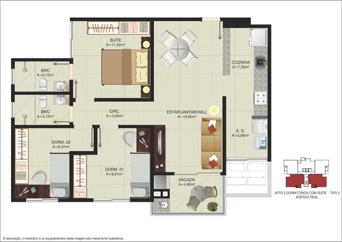 Imagem 23 de 24 de Apartamento Em Rio Caveiras, Biguaçu/sc De 107m² 2 Quartos À Venda Por R$ 342.420,00 - Ap1801211-s
