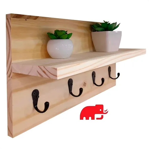 COSTWAY Perchero Pared Madera con Ganchos,Estante Colgante de Madera,  Estante Superior Flotante para Almacenamiento, Perchero de Pared con Estante  para Entrada Salón Habitación Baño Cocina(L) : .es: Hogar y cocina