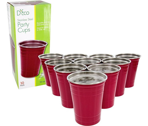 Eco Vasos Rojos Reutilizables 16 Onzas Paquete 10 Vasos Irro