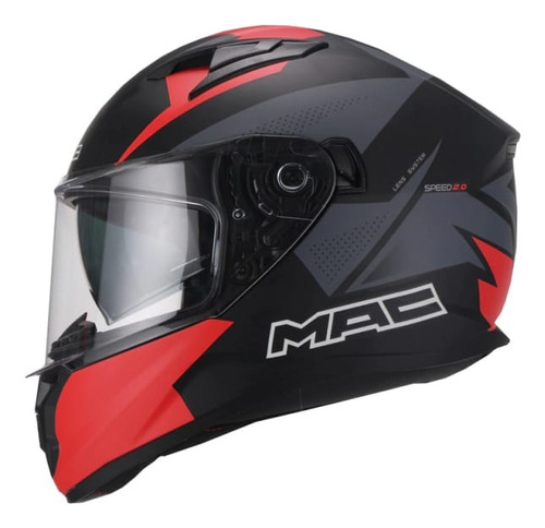 Casco Mac Speed 2.0 Raven Matt Black Red Rpmotos