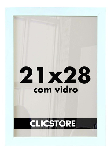  Moldura 21x28 Quadro Vidro Fotografia Diplomas Retrato Foto Cor Branco Liso 