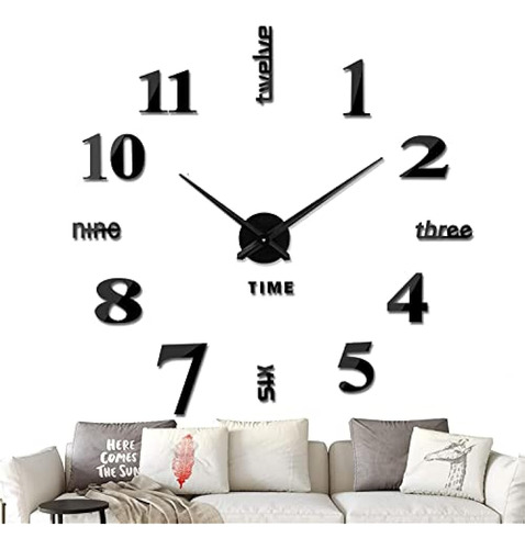 Vreaone Reloj De Pared Diy Sin Marco, Grande, Moderno, Con E