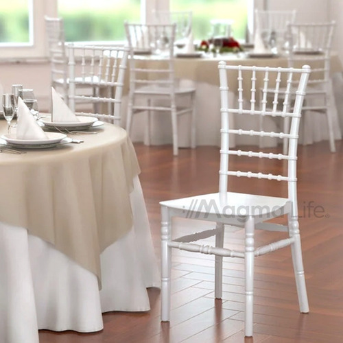 Magma Life Set De 4 Sillas Apilables Tiffany Para Eventos Ó Comedor Sillas Perfectas para Interiores y Exteriores ¡Ideales para Ocasiones Especiales, Eventos u Hogar! (Blanco)