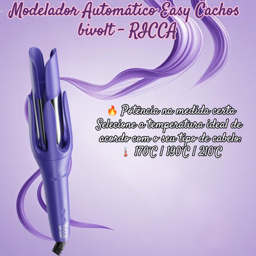 Modelador Automático Easy Cachos Bivolt - Ricca Lilás Lilás