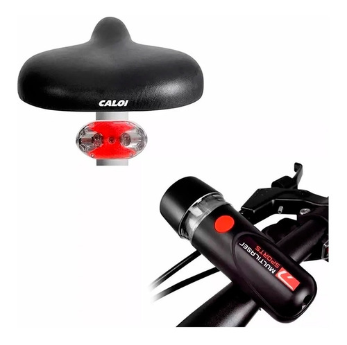 Imagem 3 de 5 de Kit Farol E Lanterna Para Bicicleta Bi006 + Emblema Promoção