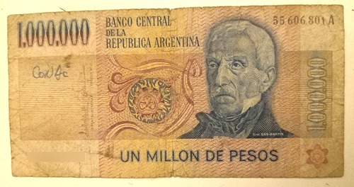Billete Antiguo Argentino 1.000.000 Pesos Ley18188 1970-1983 (Usado)