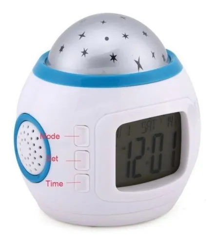 Reloj Despertador Alarma Proyector Estrellas Con Musica