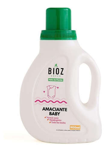 Kit 3x: Amaciante Roupas Baby Biodegradável Bioz Green 900ml