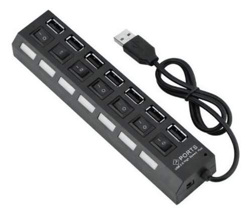 Hub 7 Portas Usb 2.0 Com Switch E Led Indicador
