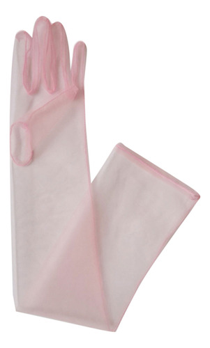 (pk-1) Guantes Largos De Tul Transparente De 55 Cm, Ultrafin