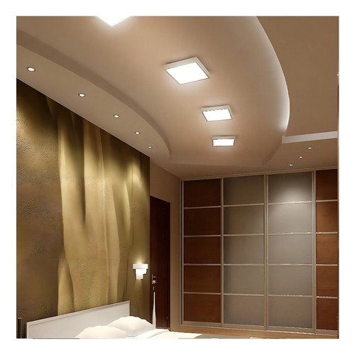 Pack 5 Foco Panel Plafon Sobrepuesto Cuadrado 24w Luz Fria Color Blanco