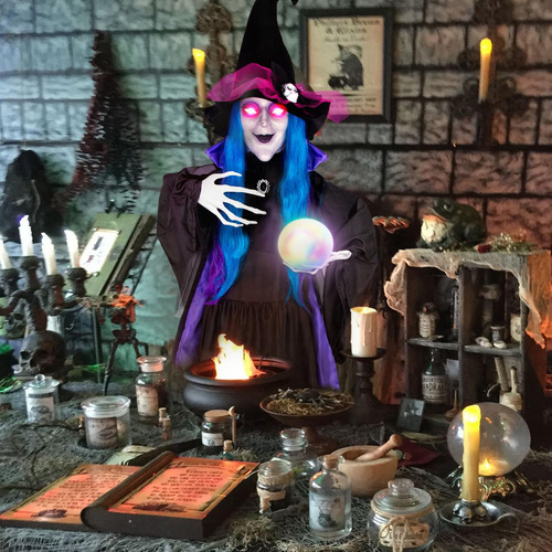 Bruja Adivinadora De Pie Animatrónica De Halloween 72