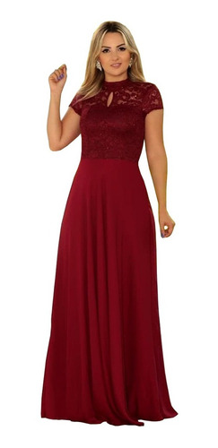 vestido de madrinha cor marsala com manga