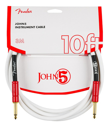 Cable 1/4 de 1 Jack macho a 1 Jack macho Fender 0990810209 blanco de 3m