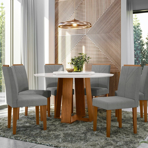 Mesa De Jantar Isabela 135cm Com 6 Cadeiras Amanda Jj