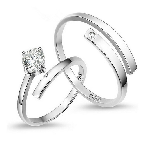 2 Anillos Duo Promesa Plata Fina 925 Amor Parejas 14 Febrero