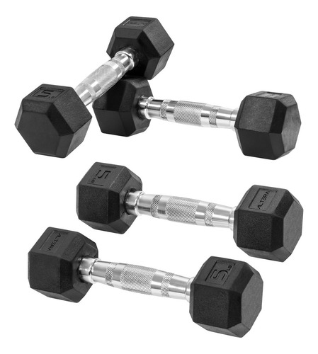 Kit 4 Mancuernas 5 Lbs Hexagonales Acero Forro De Neopreno Color Negro