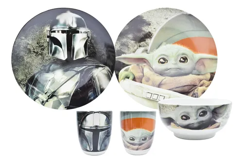 Vajilla Porcelana Disney Star Wars Mandalorian Grogu 12pza Meses