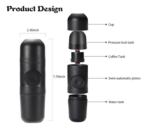 Máquina De Café Manual De 70 Ml Mini Café Moído Portátil Es