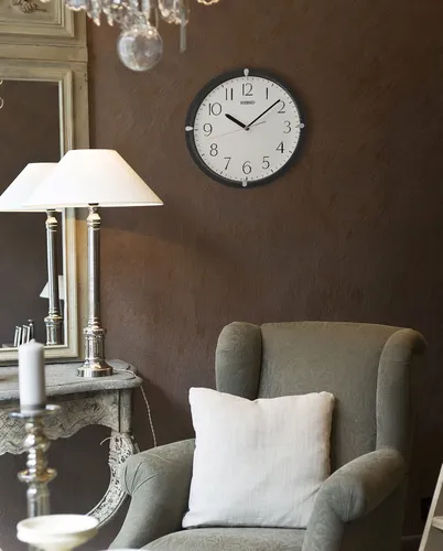 Reloj De Pared Seiko Kuota Negro Mate De 30 Cm Con Movimient