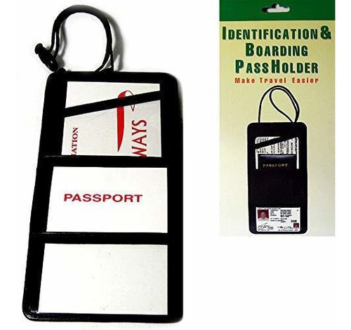 Cartera Para Pasaporte - Black Leather Passport Boarding Pas